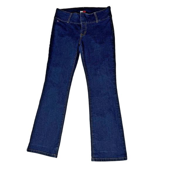 Tommy Hilfiger Womens Jeans Junior Size 13 Trouser Boot Cut Dark Wash - Picture 1 of 12